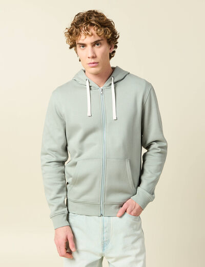 Sweat &agrave; capuche manches longues vert clair homme