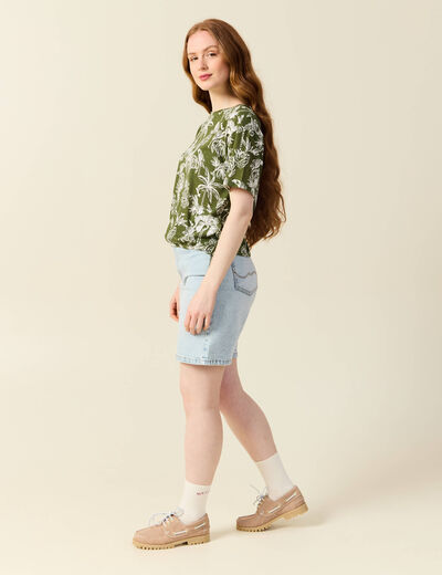 T-shirt oversize manches courtes vert femme