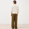 Sweat col rond manches 3/4 brillant ecru femme