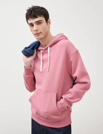 Sweat &agrave; capuche vieux rose homme