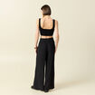 Pantalon large taille haute fluide noir femme
