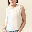 Gilet droit court sans manches creme femme