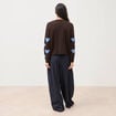 Pull manches longues bouclette col rond marron femme