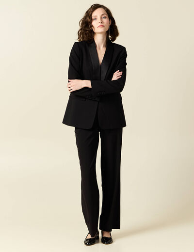 Pantalon straight taille haute noir femme