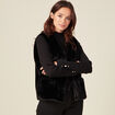 Veste droite fausse fourrure noir femme