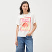 T-shirt droit en coton manches courtes ecru femme