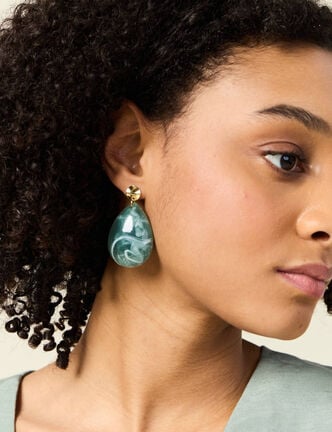 Boucles d'oreilles pendantes vert pastel femme