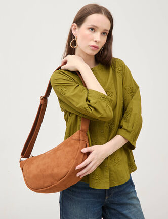 Sac bandouli&egrave;re avec doublure camel femme