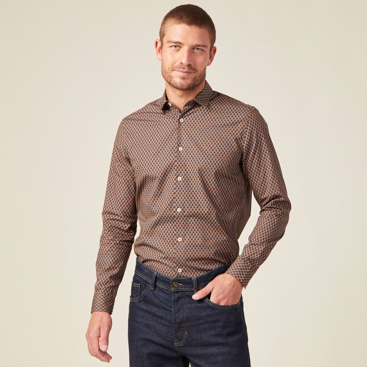 Chemise marron homme