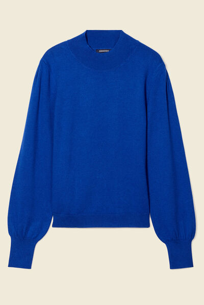 Pull manches longues bleu electrique femme