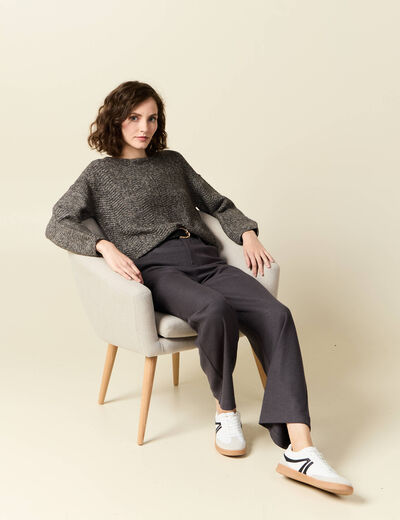 Pull manches longues vert kaki femme