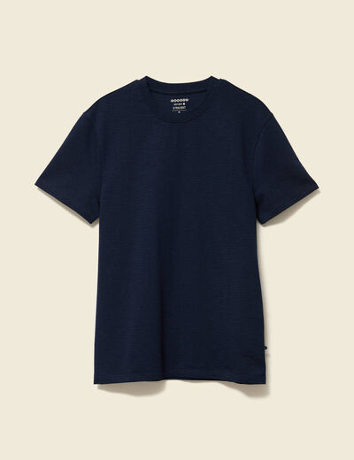 T-shirt cintré col rond manches courtes bleu marine homme