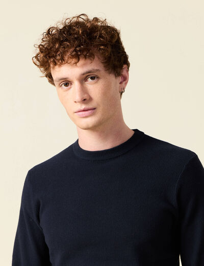 Pull éco-responsable bleu marine homme
