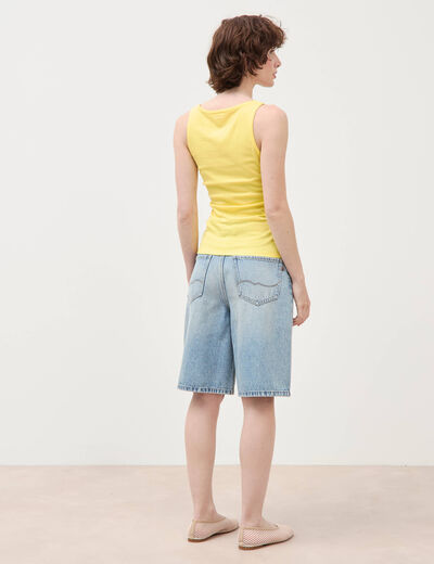 D&eacute;bardeur cintr&eacute; d&eacute;collet&eacute; sans manches jaune femme