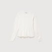 Pull col rond manches longues ecru femme