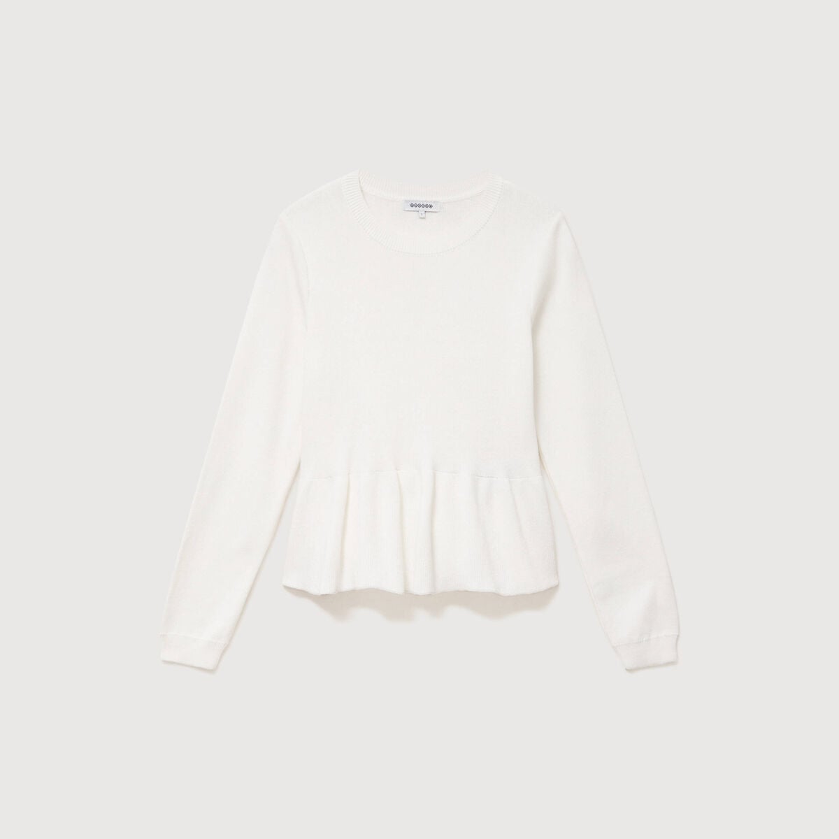 Pull col rond manches longues ecru femme