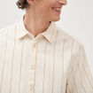 Chemise ray&eacute;e manches courtes ecru homme