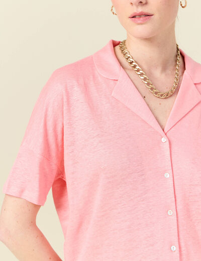 Chemise manches courtes rose femme