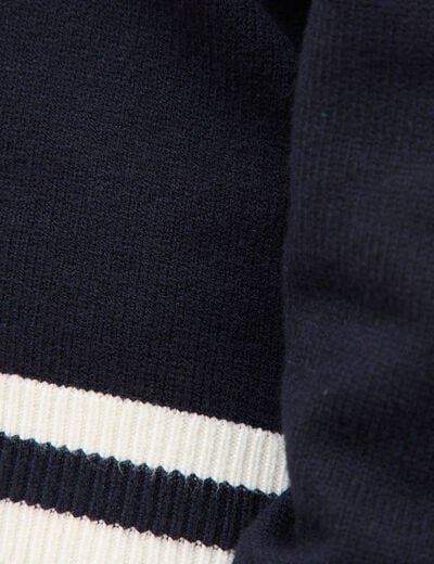 Pull manches longues bleu fonc&eacute; femme