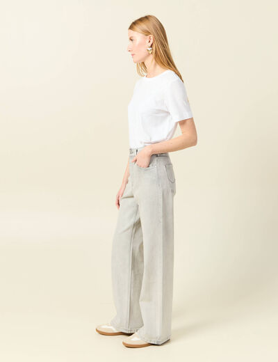 Jeans large éco-responsable denim gris clair femme