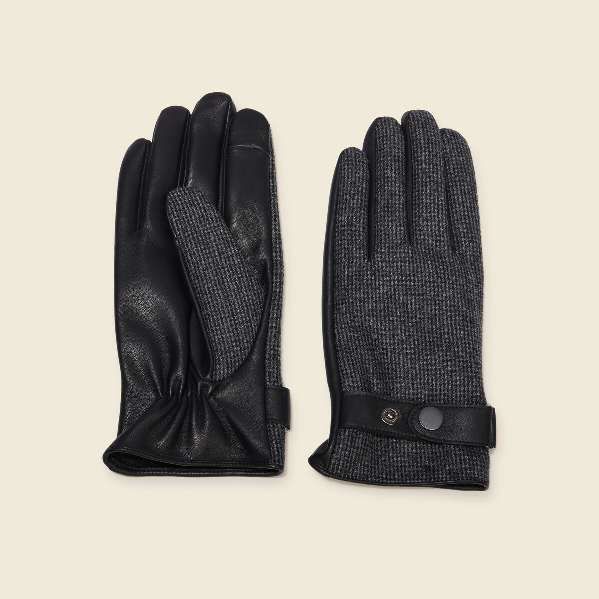 Gants en cuir avec doublure noir homme