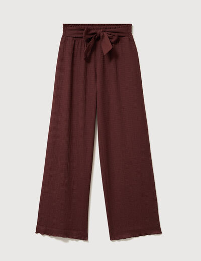 Pantalon loose avec ceinture marron cognac femme