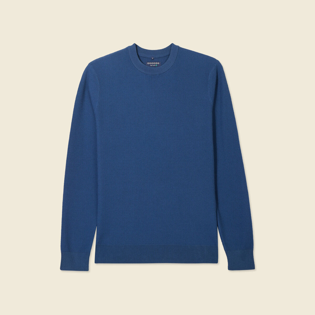 Pull fin col rond manches longues bleu fonc&eacute; homme