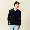 Pull droit col polo manches longues bleu marine homme