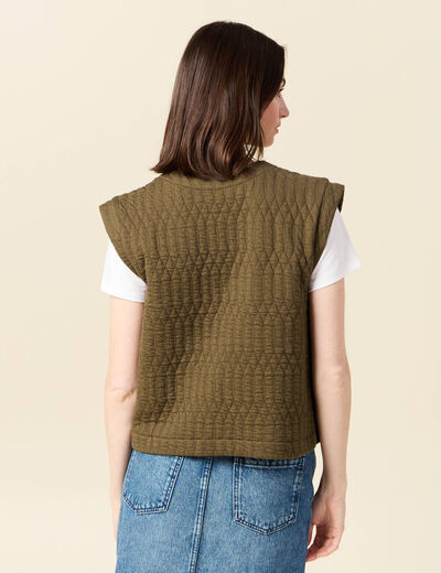 Gilet sans manches matelassé vert kaki femme