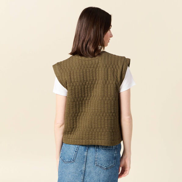 Gilet sans manches matelassé vert kaki femme