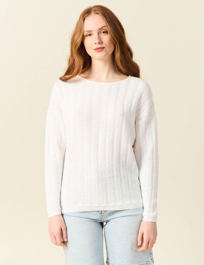 Pull manches longues ecru femme