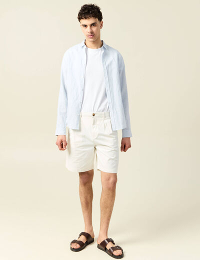 Bermuda droit avec pinces ecru homme