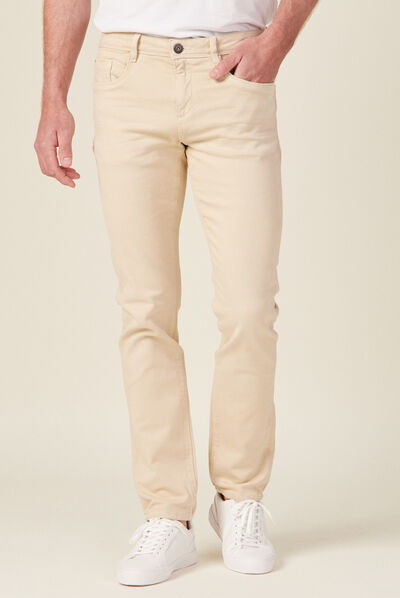 Pantalon slim 5 poches beige homme