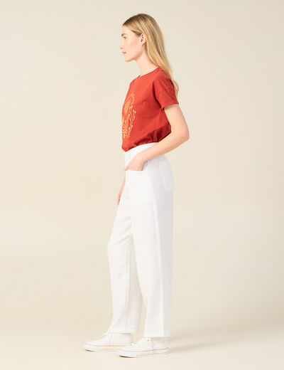 Pantalon cargo fluide ecru femme