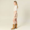 Bermuda droit taille haute beige femme