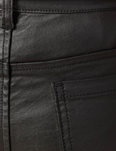 Tregging skinny denim noir enduit femme