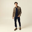 Polo cintré manches courtes en coton bleu marine homme