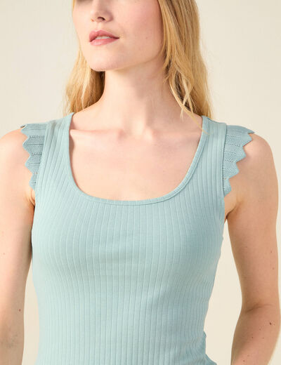 Débardeur bretelles larges vert pastel femme
