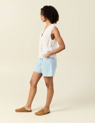 Blouse sans manches blanc femme