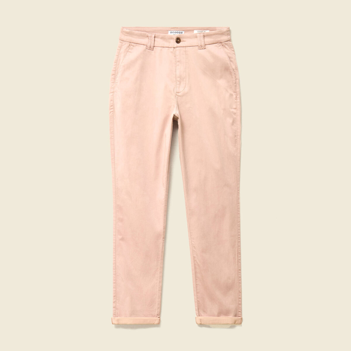 Chino cigarette 7/8&egrave;me taille haute rose clair femme
