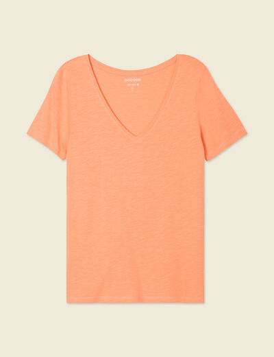 T-shirt manches courtes orange corail femme
