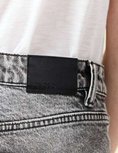 Jeans mom 7/8ème denim snow gris femme