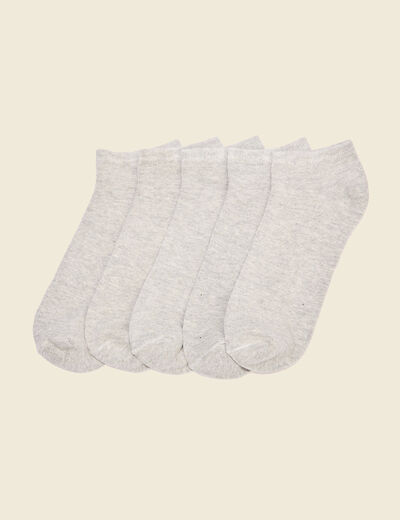 Lot 5 paires chaussettes gris clair homme