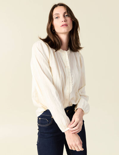 Chemise manches longues creme femme