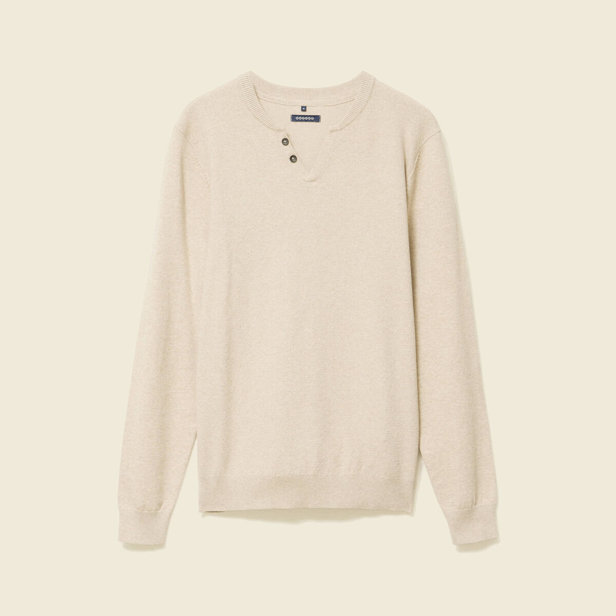 Pull manches longues sable homme