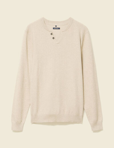 Pull manches longues sable homme