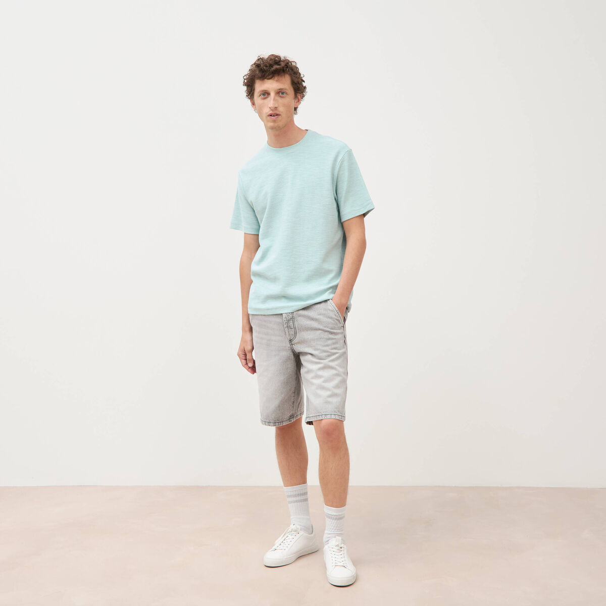 T-shirt manches courtes bleu gris homme