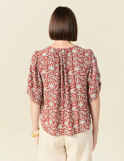 Blouse manches courtes bleu gris femme