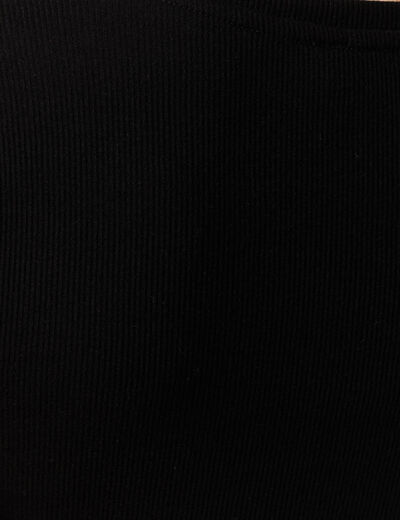 Short ajusté col V manches courtes noir femme