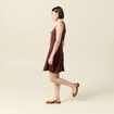 Robe sans manches col V marron femme